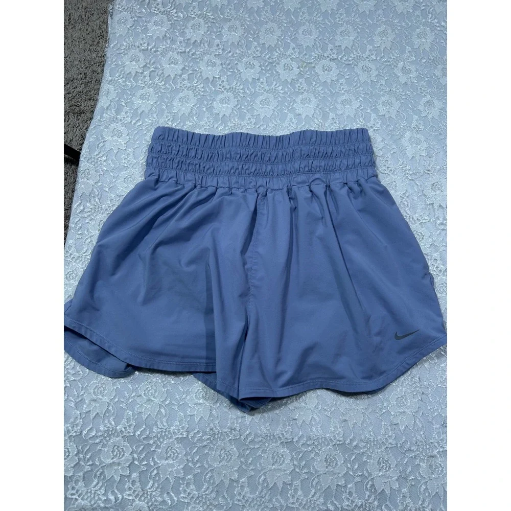 Nike One Ultra High Waisted Smocked Running Shorts Purple XL Gym Workout